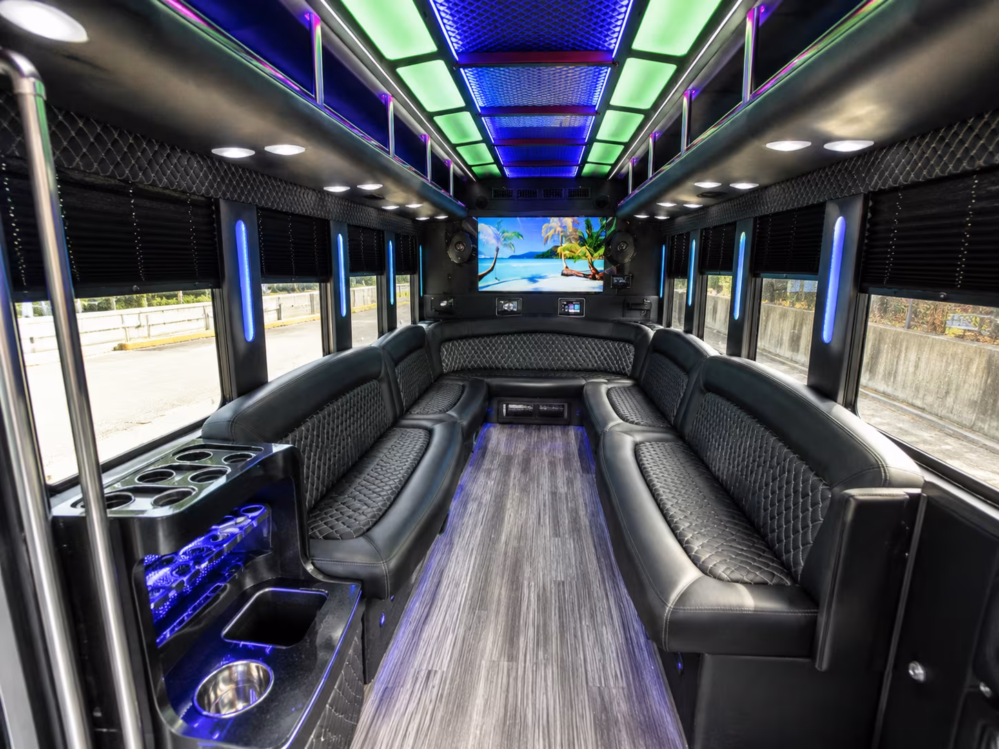 ocala 18 passenger party bus inside